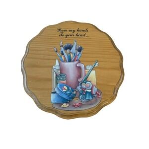 Decorative Round Wooden Plaque Handmade “From My Hands to Your Heart”